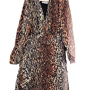 RIXO Leopard Print Dress in Brown and Black